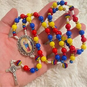 our lady of chiquinquira patriotic corded rosary|handmade|one size